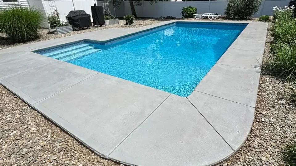 Broom finish concrete pool deck by Edges Unlimited in Clifton Park, NY